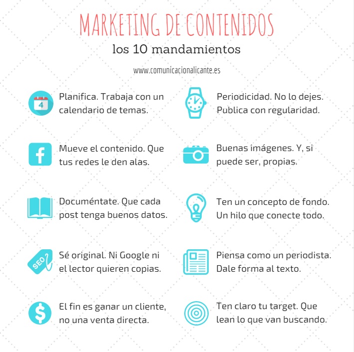 Los diez mandamientos del marketing de contenidos.