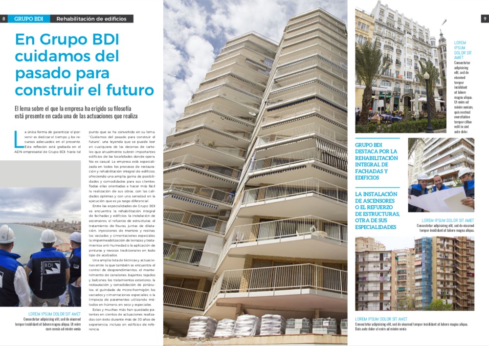Diseño y redacción de revista corporativa para Grupo BDI. 